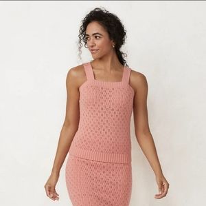 LC Lauren Conrad Pink Boho Knitted Tank Top; XL